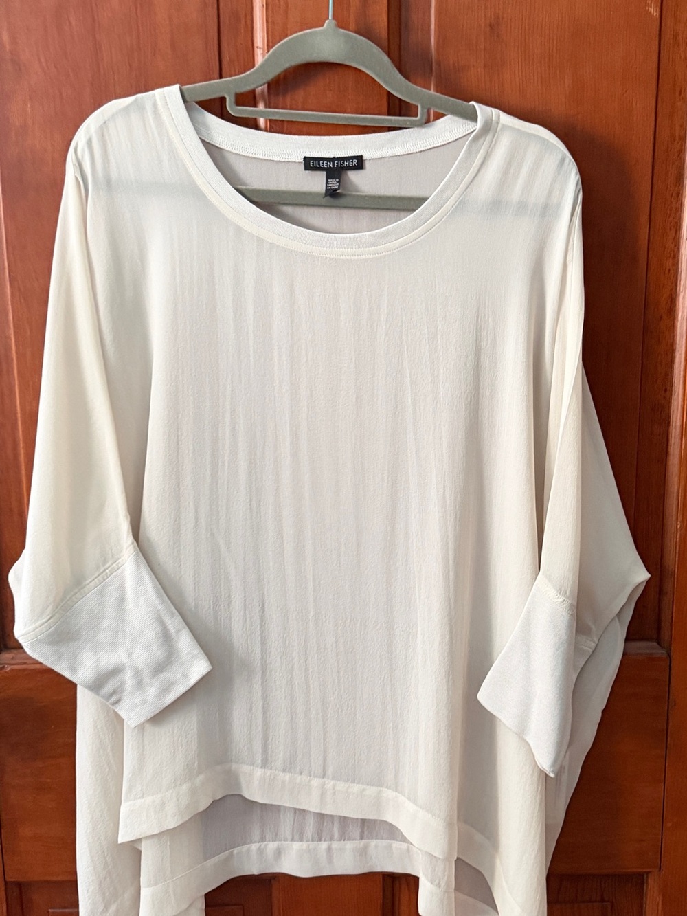 Eileen Fisher Cream Extended Hem Scoop Neck Tunic